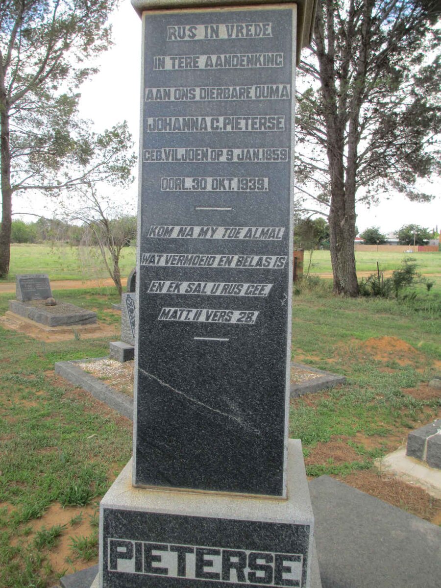 PIETERSE Johanna C. nee VILJOEN 1859-1939