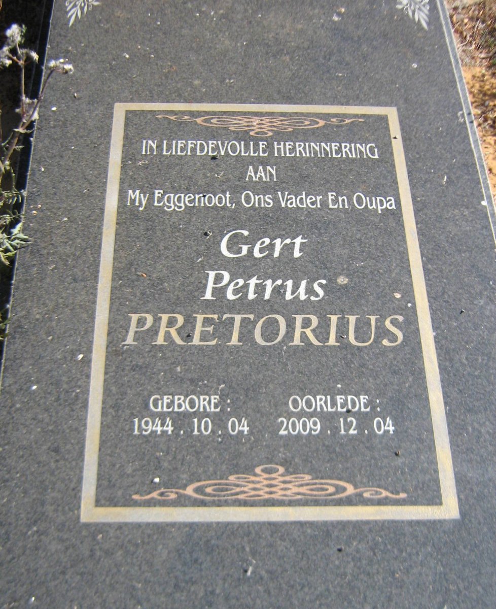 PRETORIUS Gert Petrus 1944-2009