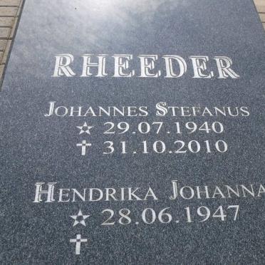 RHEEDER Johannes Stefanus 1940-2010 &amp; Hendrika Johanna 1947-