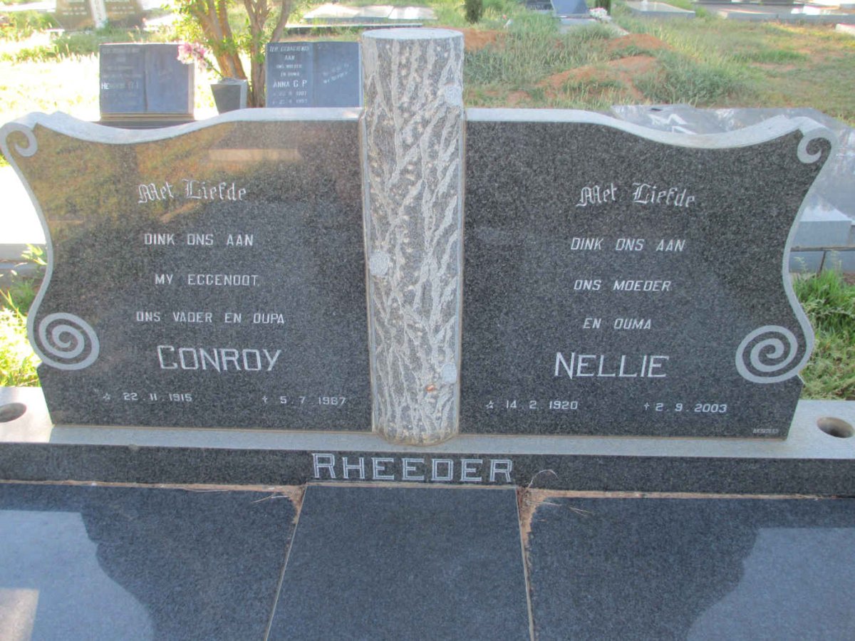 RHEEDER Conroy 1915-1987 &amp; Nellie 1920-2003