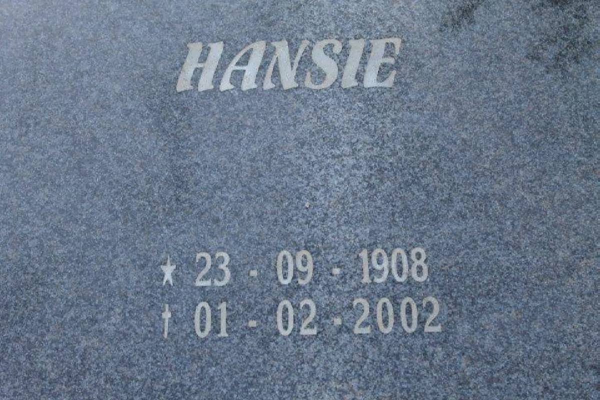 RHEEDER Hansie 1908-2002