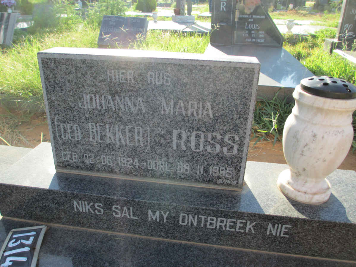 ROSS Johanna Maria nee BEKKER 1924-1995