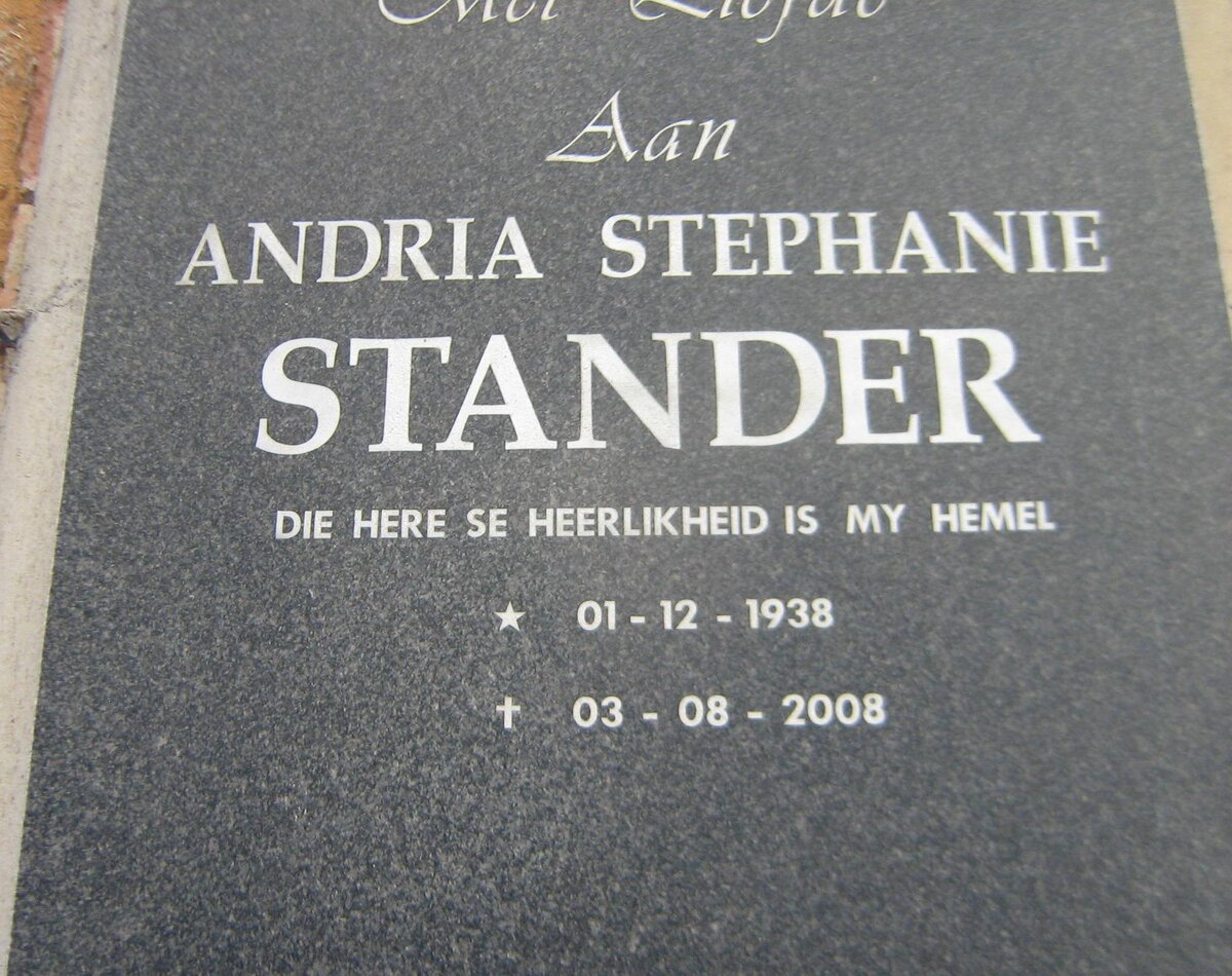 STANDER Andria Stephanie 1938-2008