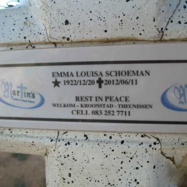 SCHOEMAN Emma Louisa 1922-2012