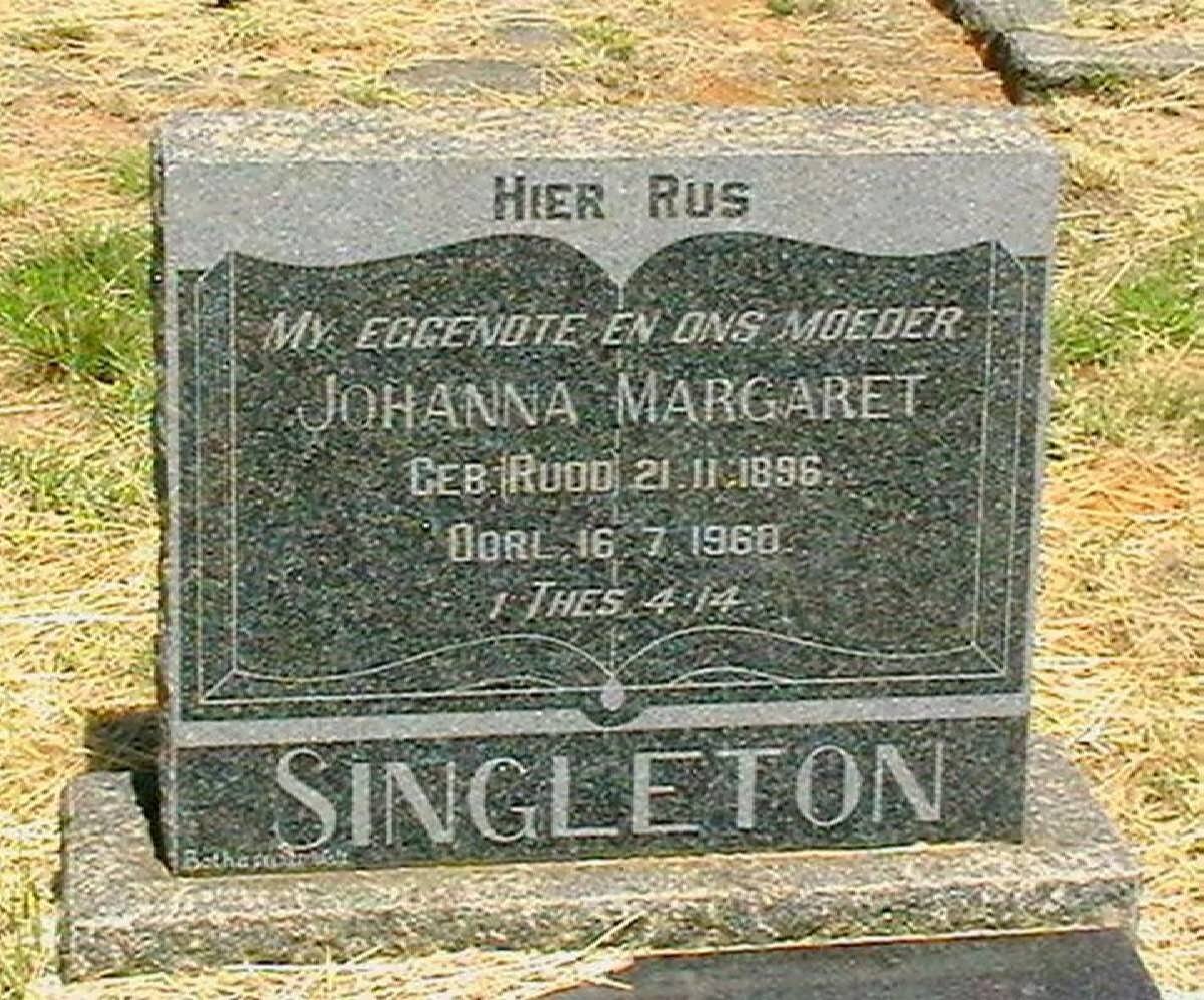 SINGLETON Johanna Margaret nee RUDD 1896-1960