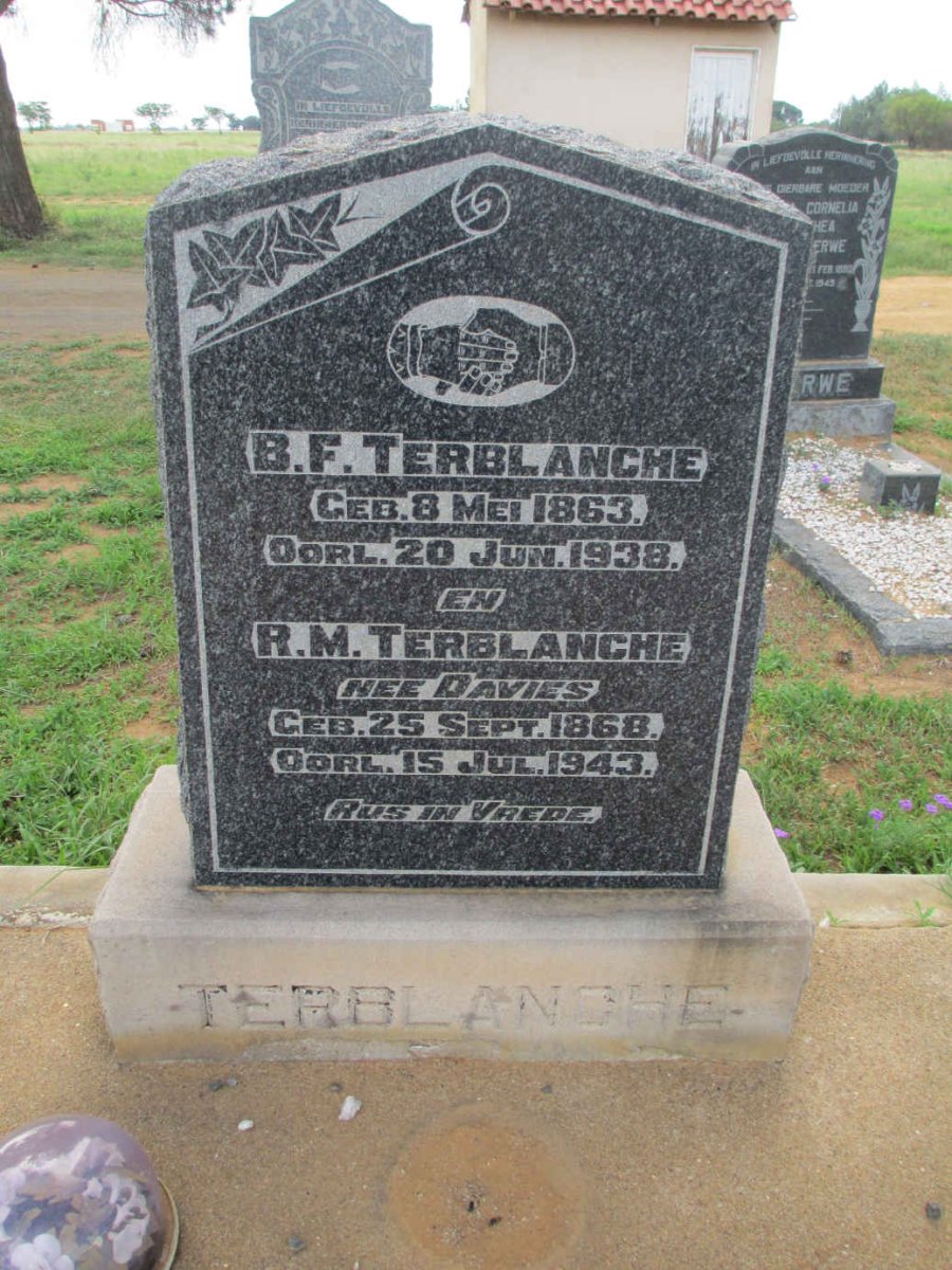 TERBLANCHE B.F. 1863-1938 &amp; R.M. DAVIES 1868-1943