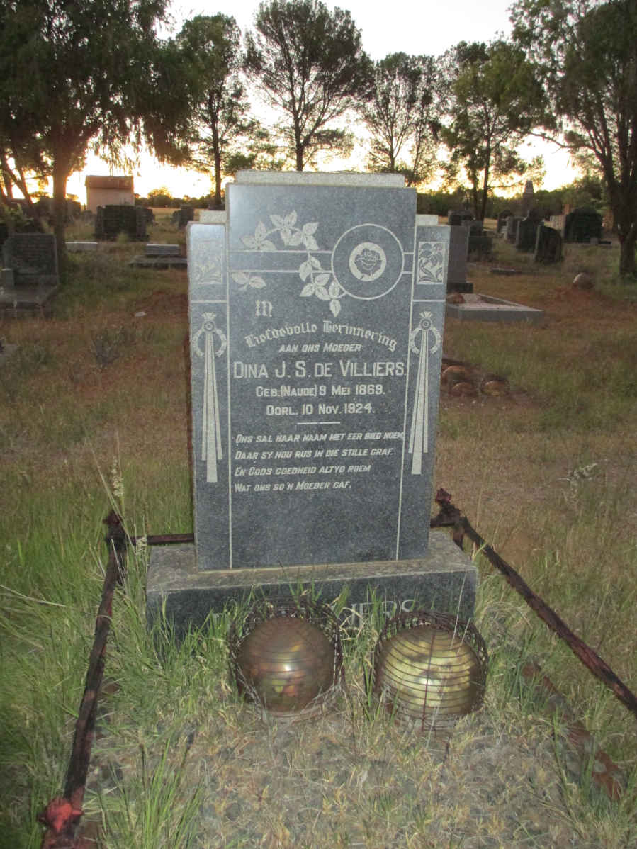VILLIERS Dina J.S., de nee NAUDE 1869-1924