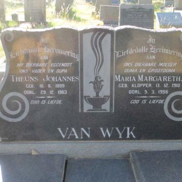 WYK Theuns Johannes, van 1899-1963 &amp; Maria Margaretha KLOPPER 1910-1986