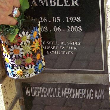 AMBLER Diana 1938-2008 ::  JORDAAN Willem Jacobus 1962-2008