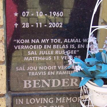 BENDER Richard Patrick 1960-2002 :: BRITZ Hildegard 1931-2003