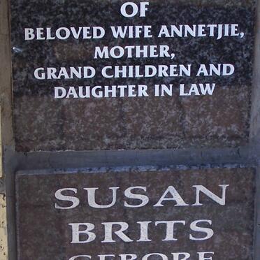 BORRILL Annetjie :: BRITS Susan 1944-2005 :: BRITS Ockert 1971-2010