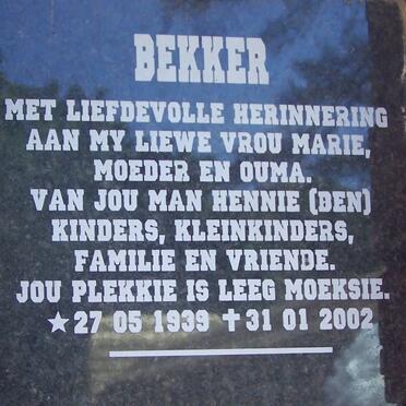 BEKKER Marie 1939-2002