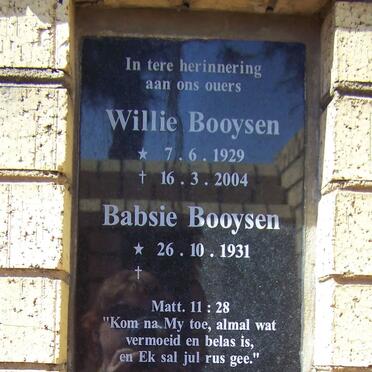 BOOYSEN Willie 1929-2004 &amp; Babsie 1931-