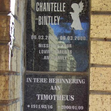 BINTLEY Chantelle 2000-2000 :: TURNER Timotheus 1911-2000 &amp; Susarah Helena 1908-2004