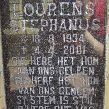 COETZEE Lourens Stephanus 1934-2001