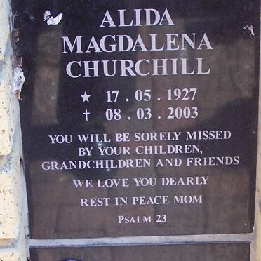 CHURCHILL Alida Magdalena 1927-2003 :: VAN NIEKERK  Loraine 1946-2006