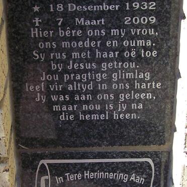 KOEKEMOER Jacoba Isabella Elizabeth 1932-2009 :: BECKWITH Harry Edward 1949-2009