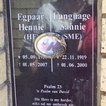 LANGUAGE H.F. 1914-2007 &amp; S.M.E. 1919-2000