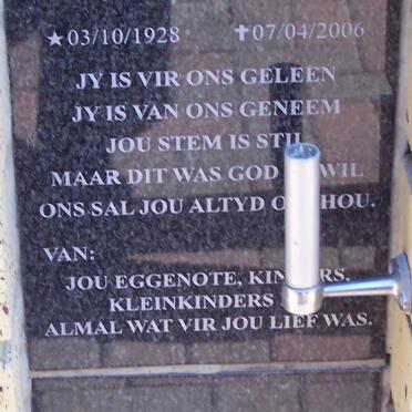 OOSTHUIZEN Johannes Jacobus 1928-2006 :: GROBBELAAR  Coert 1921-2005