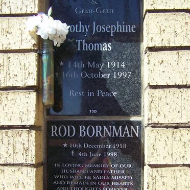 THOMAS Dorothy Josephine 1914-1997 :: BORNMAN Rod 1958-1998