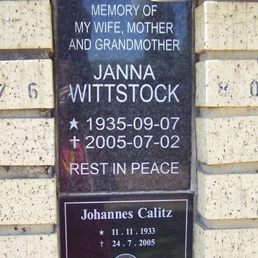 WITTSTOCK Janna 1935-2005 :: CALITZ Johannes 1933-2005