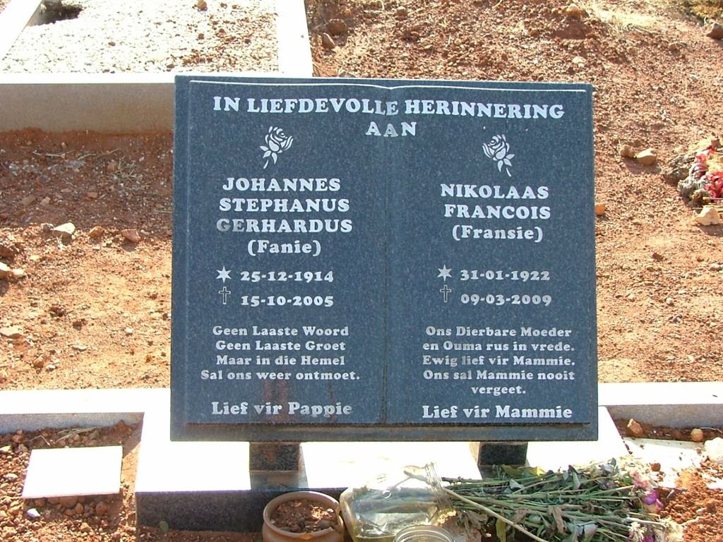 ? Johannes Stephanus Gerhardus 1914-2005 :: ? Nikolaas Francois 1922-2009