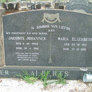 ALBERTS Jacobus Johannes 1904-1961 &amp; Maria Elizabeth 1913-2001