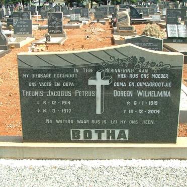 BOTHA Theunis Jacobus Petrus 1914-1977 &amp; Doreen Wilhelmina 1919-2004