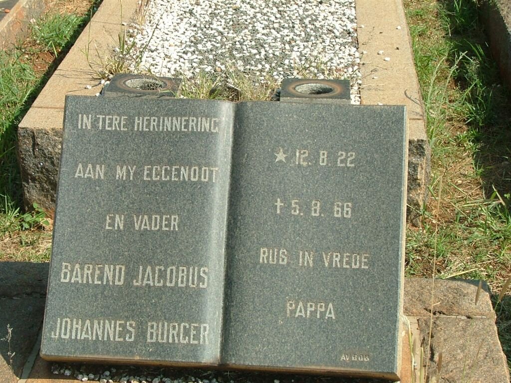BURGER Barend Jacobus Johannes 1922-1966
