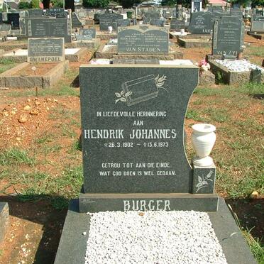 BURGER Hendrik Johannes 1902-1973 
