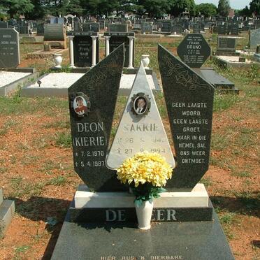 BEER Sakkie, de 1943-1994 :: DE BEER Deon 1970-1987