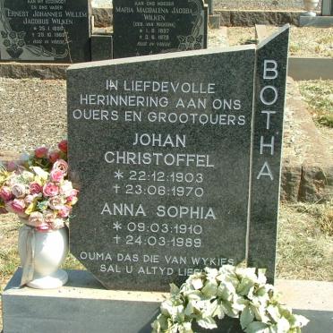BOTHA Johan Christoffel 1903-1970 &amp; Anna Sophia 1910-1989