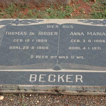 BECKER Thomas de Ridder 1899-1968 &amp; Anna Maria 1906-1971