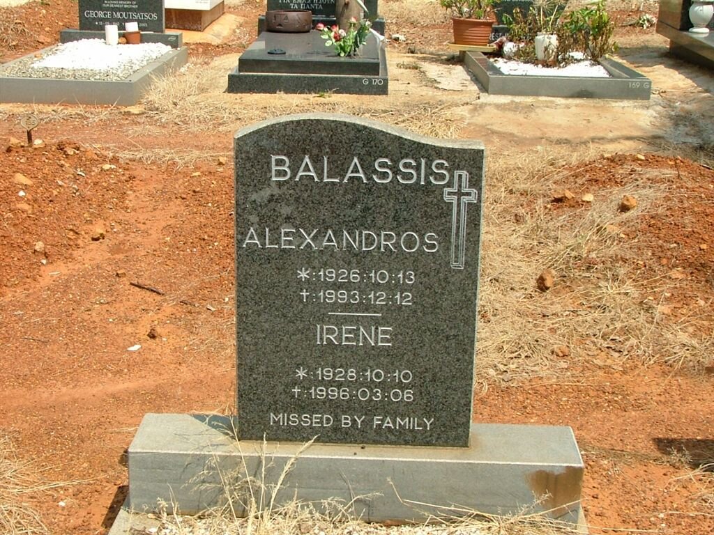 BALASSIS Alexandros 1926-1993 &amp; Irene 1928-1996