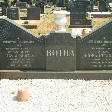 BOTHA David Schalk 1908-1971 &amp; Jacoba Petronella 1913-1991
