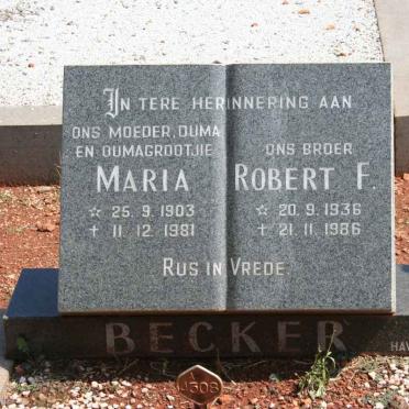 BECKER Robert F. 1936-1986 &amp; Maria 1903-1981
