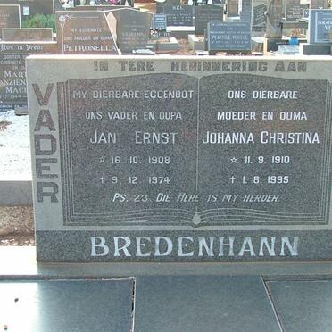 BREDENHANN Jan Ernst 1908-1974 &amp; Johanna Christina 1910-1995