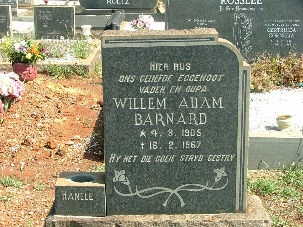 BARNARD Willem Adam 1905-1967