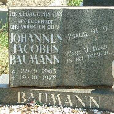 BAUMANN Johannes Jacobus 1903-1972