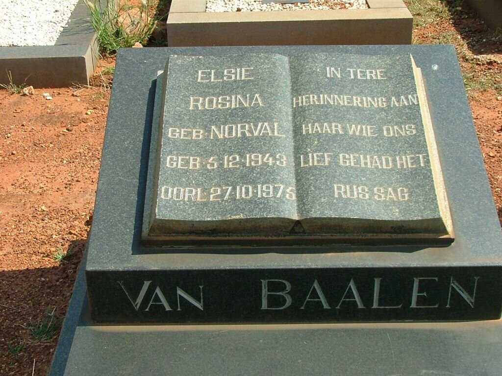 BAALEN Elsie Rosina, van nee NORVAL 1943-1975