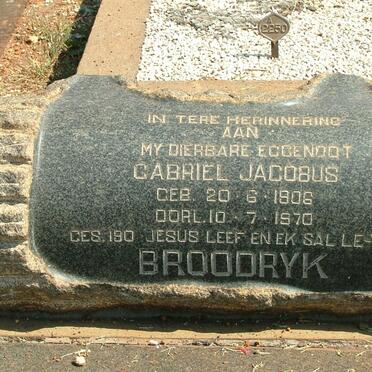BROODRYK Gabriel Jacobus 1906-1970