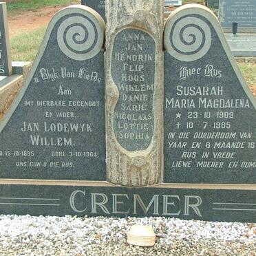 CREMER Jan Lodewyk Willem 1895-1964 &amp; Susarah Maria Magdalena 1909-1984