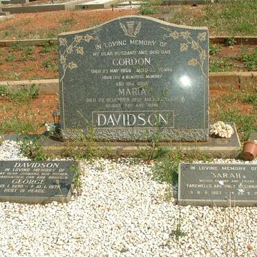 DAVIDSON Gordon -1956 &amp; Maria -1992 :: DAVIDSON George 1930-1979 &amp; Sarah 1927-1985