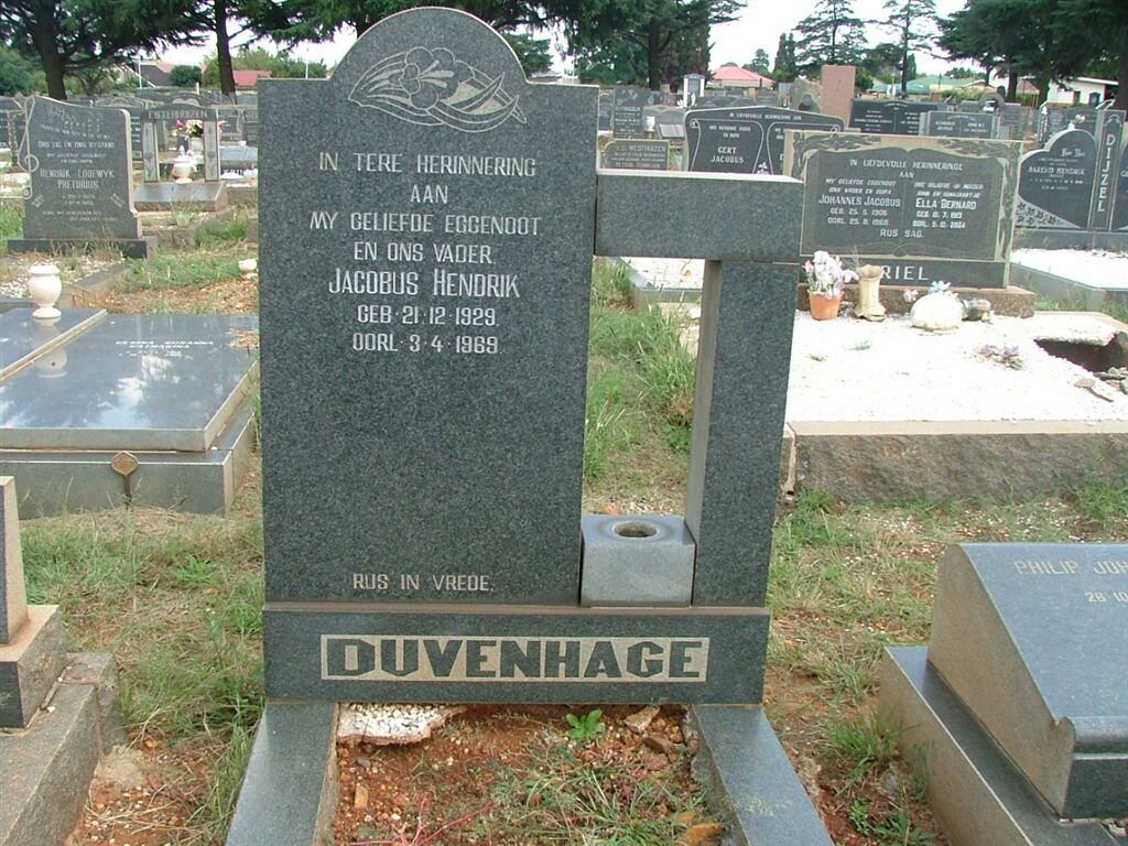 DUVENHAGE Jacobus Hendrik 1929-1969