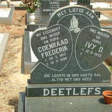 DEETLEFS Coenraad Frederik 1915-1996 &amp; Ivy D. 1933-