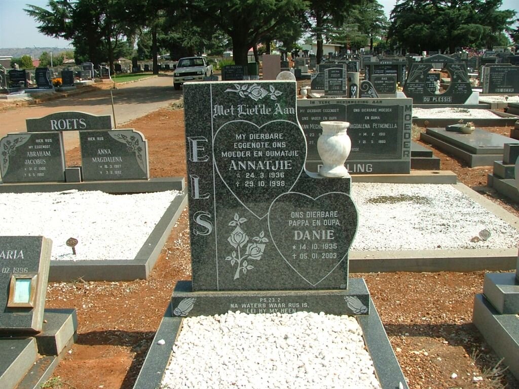 ELS Danie 1936-2003 &amp; Annatjie 1936-1998