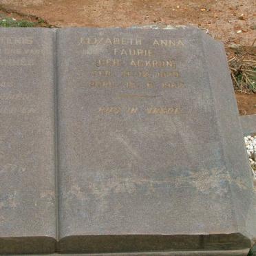 FAURIE ?? Johannes 1872-1946 &amp; Elizabeth Anna ACKRON 1870-1967
