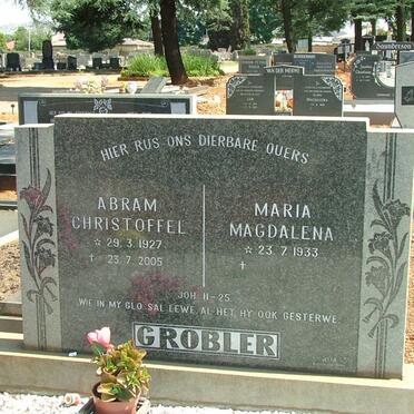 GROBLER Abram Christoffel 1927-2005 &amp; Maria Magdalena 1933-