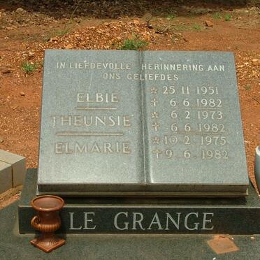 GRANGE Elbie, le 1951-1982 :: LE GRANGE Theunsie 1973-1972 :: LE GRANGE Elmarie 1975-1982