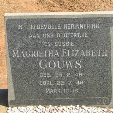 GOUWS Magrietha Elizabeth 1949-1949